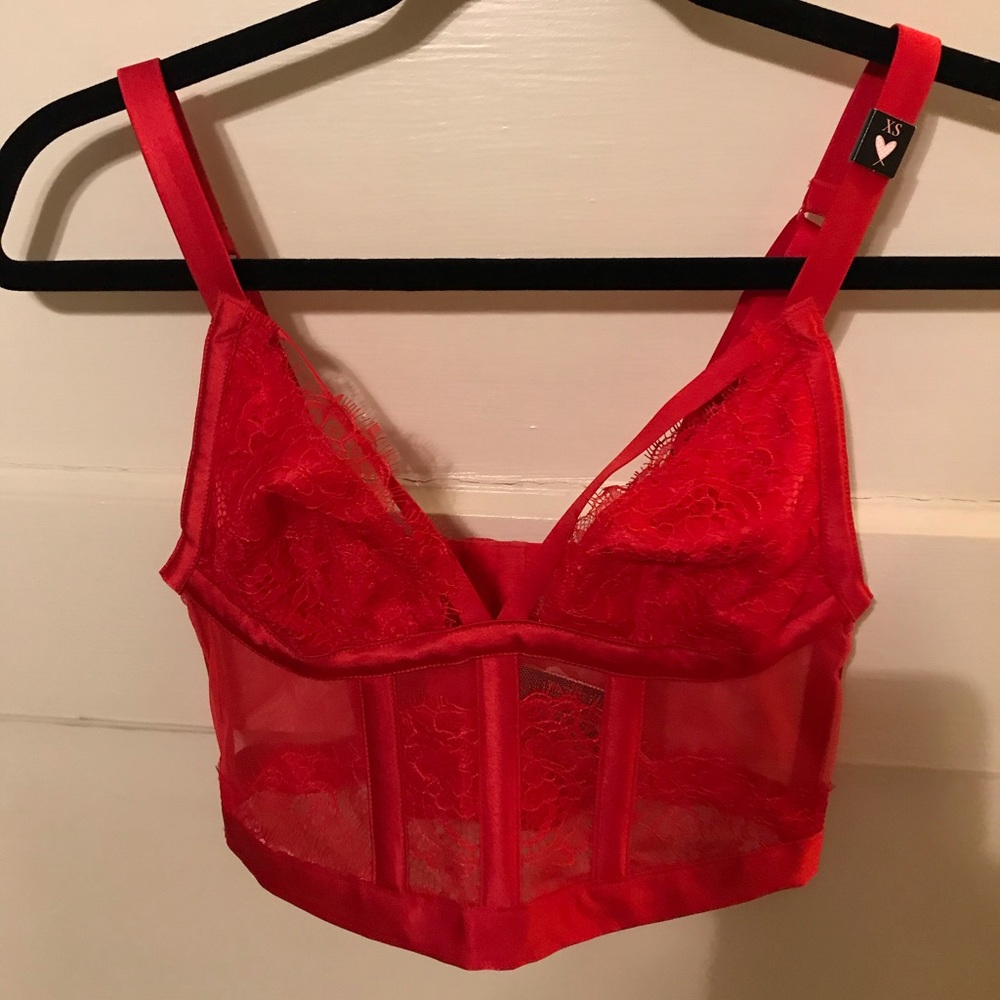 Red lace bra top
